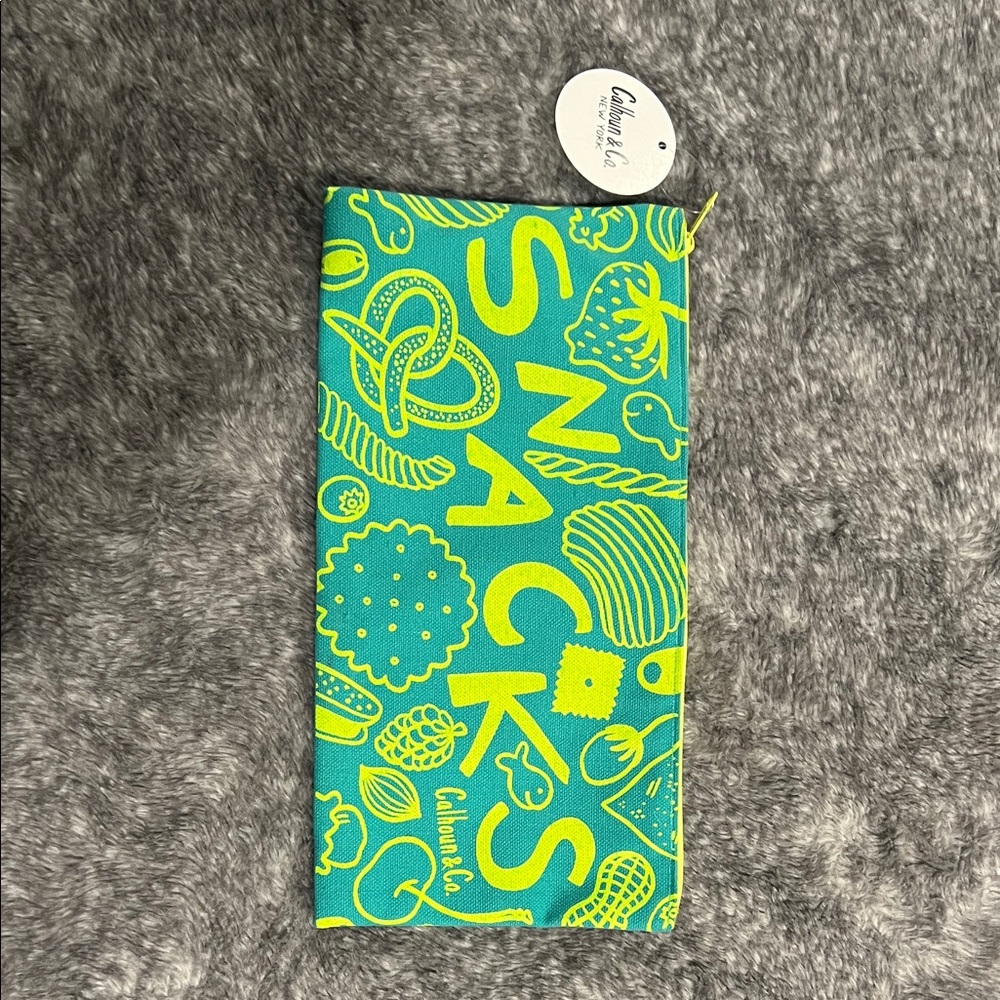 Calhoun & Co Snacks Bright Teal and Neon Yellow Zipper Pouch